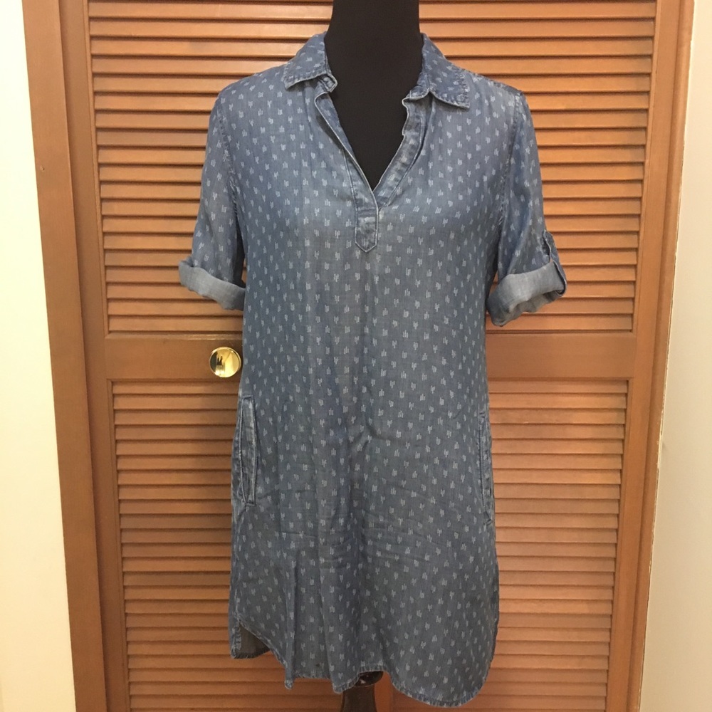 Cloth & Stone Diamond Dot chambray shirt dress S